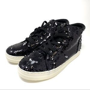 Kidpik Size 6 Black High Top Sequin‎ Sneakers